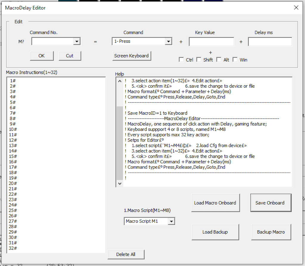 Macro Editor window