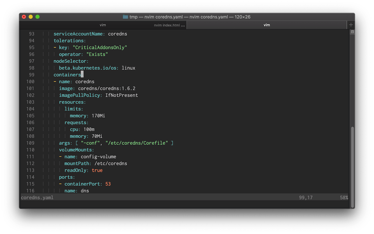 Screenshot of Vim showing the indentLine plugin